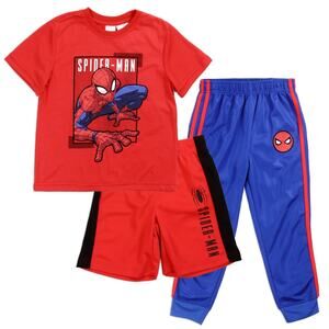 Spiderman Boys 3-Piece Outfit Set – T-Shirt, Shorts, and Joggers